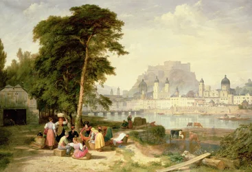 Stadt Salzburg, der Erzbischofspalast auf dem Felsen