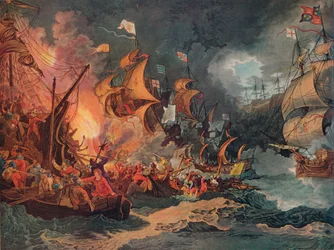 Niederlage der spanischen Armada, um 1797