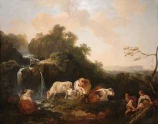 Loutherbourg-Landschaft am Wasserfall
