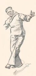 Bleistiftskizze von Phil May, 19. Jahrhundert, 1903-1904