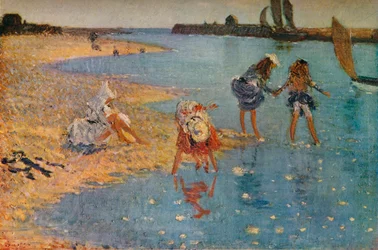 Kinder paddeln, 1891