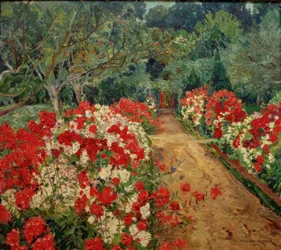 Gartenweg mit Phloxbeet