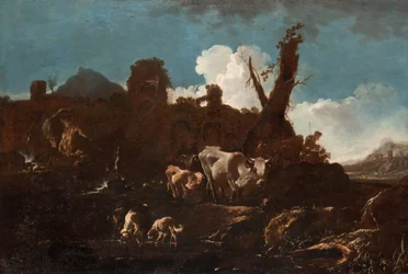 Rinder in einer italienischen Landschaft
