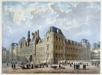 Das Rathaus - in „Promenade dans Paris et ses environs“, entworfen von Jacottet und Benoist, um 1840