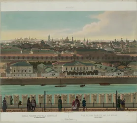 Blick auf Zamoskvorechye von der Kremlmauer aus einem Panoramablick auf Moskau in 10 Teilen, ca. 1848