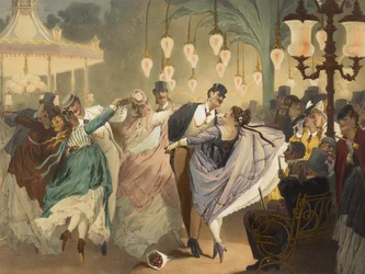 Musée des moeurs en actions: La valse à Mabille, graviert von Gustave Barry