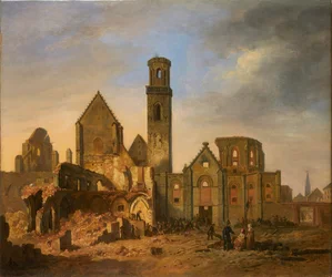 Ansicht der Abtei St. Michael in Antwerpen nach dem Brand vom 27. Oktober 1830