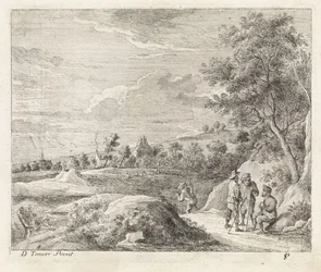 Landschaft mit vier Wanderern