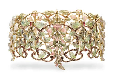 Art Nouveau Multi-Edelstein und Emaille 