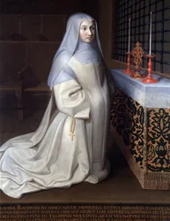 Porträt von Claudia (Claude) Baudran, Insassin des Klosters Port Royal des Champs (Port-Royal-des-Champs), Gemälde zugeschrieben Philippe de Champaigne, Kirche von Linas, Seine und Oise - Öl auf Leinwand