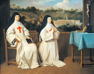 Porträt von Mutter Marie-Angelique Arnaulds Schwester und Mutter Agnes vor der Abtei Port-Royal des Champs, zugeschrieben Philippe de Champaigne