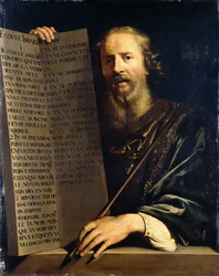 Moses hält die Zehn Gebote