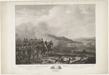 Prinz von Oranien führt die niederländischen Truppen in der Schlacht bei Quatre-Bras, 1815