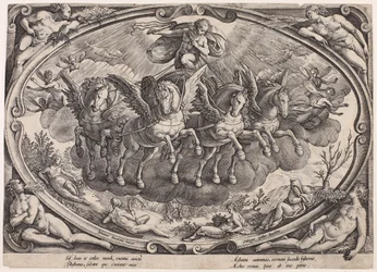 Apollo (Sol) mit dem Sonnenwagen (Die vier Jahreszeiten mit der Sonne, Titelblatt)