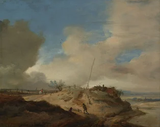 Dünenlandschaft mit Signalposten