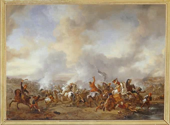 Großer Kampf von Reitern und Infanteristen