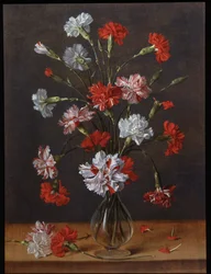 Ein Strauß Nelken in einer Glasvase, um 1600-1700