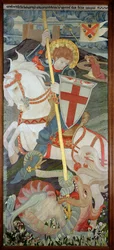St. Georg tötet den Drachen, Una betet im Hintergrund, 1904 (Stickerei)