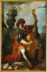Junger Musiker mit einer Viola da Gamba, möglicherweise der berühmte Musiker der Cappella Pontifica Bonaventura Argenti