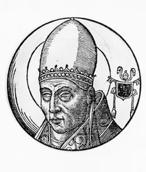 Porträt von Sankt Innozenz I. (gestorben 417), 40. Papst der katholischen Kirche ab 401, Kupferstich