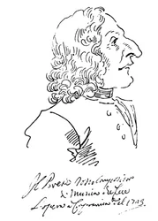Karikatur des Komponisten Antonio Vivaldi, 1723