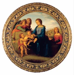 Madonna mit Kind, Heiligen und Engeln