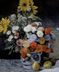 Gemischte Blumen in einem Tontopf