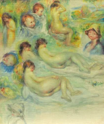 Studien von Pierre Renoir; seine Mutter, Aline Charigot; Akte; und Landschaft
