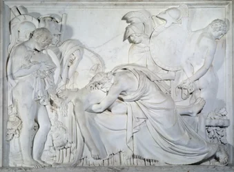 Evander trauert um den Tod des Pallas (Marmorrelief)