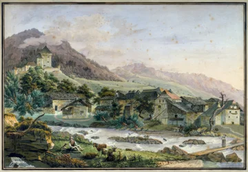 Tavel Dorf mit Schloss Le Châtelard