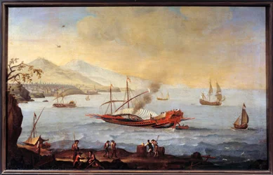 Eine Galeere im Hafen von Marseille