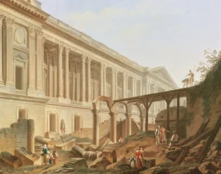 Abriss des Hôtel de Bourbon und Freilegung der Kolonnade des Louvre, ca. 1764