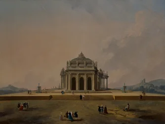 Fantastische architektonische Studien mit Figuren