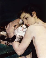 Junge mit einer Katze