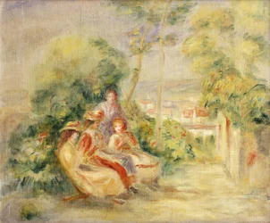 Mädchen in einem Garten, um 1895