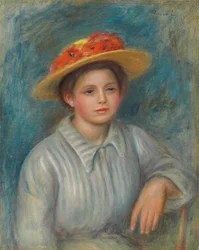 Porträt einer Frau mit einem Hut mit Blumen; Portrait de femme au chapeau fleuri, ca. 1890