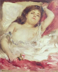 Halbnackte Frau im Bett: Die Rose
