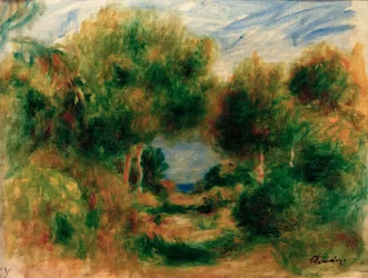 Ausgang des Waldes, Meer im Hintergrund