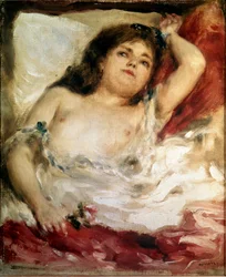 Frau streckt sich: die Rose