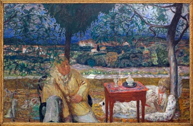 Im Garten (Gespräch in der Provence). Mit Porträts von Jozef Pankiewicz (1866-1940, polnischer Maler) und Marthe de Méligny (geborene Maria Boursin)
