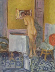 Akt mit rotem Tuch (Akt bei der Toilette)