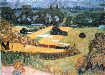 Zug und Bardes, Landschaft mit einem Güterzug