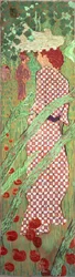 Frau mit kariertem Kleid, eines von vier Paneelen von Frauen im Garten, 1891