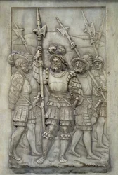 Hellebardiere, Detail vom Grab von Franz I. und Claude de France, in Auftrag gegeben 1548