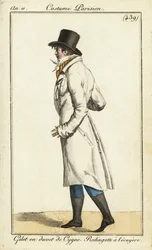 Junger Dandy im Reitermantel, Schwanendaunenweste