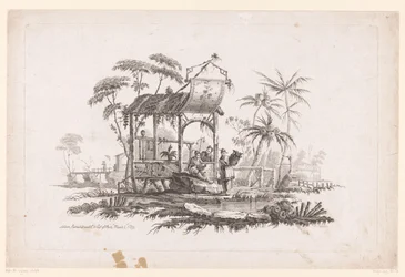 Figuren mit Körben am Ufer