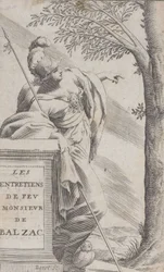 Frontispiz, aus Interviews mit dem verstorbenen Herrn Balzac Les Entretiens de Feu Monsieur d..., 1660
