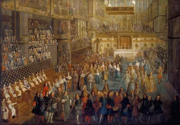Die Krönung von Ludwig XV. in der Kathedrale von Reims, 25. Oktober 1722
