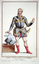 Don Fernando Álvarez (1507-82), aus „Recueil des Estampes, représentant les Rangs et les Dignités, suivant le Costume de toutes les Nations existantes“, veröffentlicht 1780