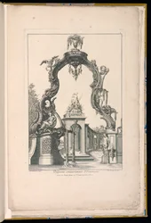 Kartusche und Brunnen